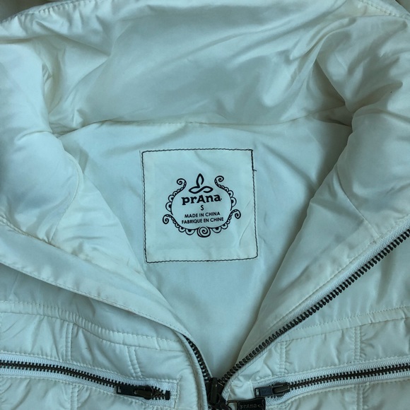 Prana Size Small Hooded Puffer Coat - Cream - Picture 5 of 7